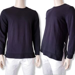Forever 21 Men Black Side Zipper Crewneck Sweatshirt Size Large